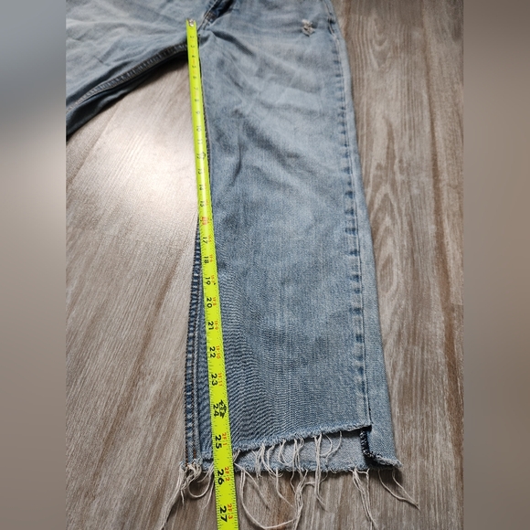 Evidnt Med Wash Med Rise Blue Denim Jeans Distressed Straight Leg Sz 27 - Picture 9 of 10